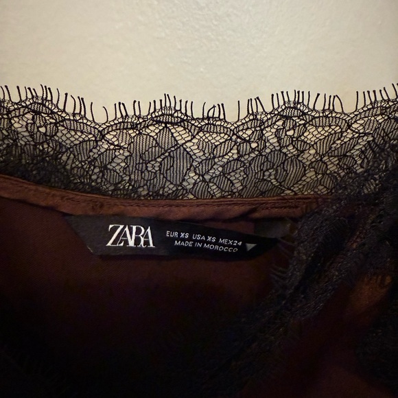 Zara Satin Top with Black Lace - Picture 2 of 2